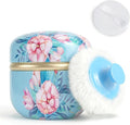 SHIMIDO Body Powder Puff and Container, 3.15" Portable Empty Body Powder Container for Baby Women's Loose Dusting Powder, Powder Case Box with Lids for Bath, Travel and Home Use (Big Flower)