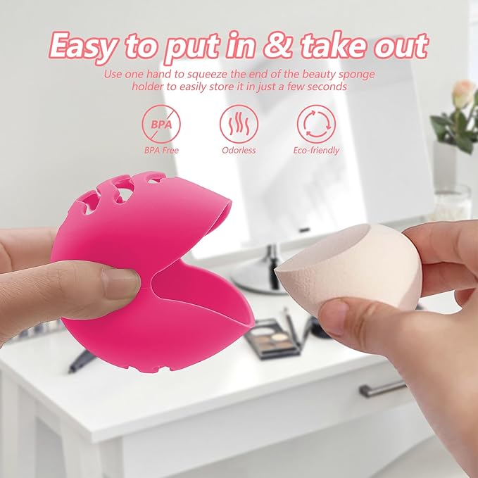 2-Pack Silicone Makeup Sponge Travel Case Makeup Sponge Holder Beauty Blender Case - Travel Storage Case for Beauty Blenders, Portable Organizer（Rose+Gery）