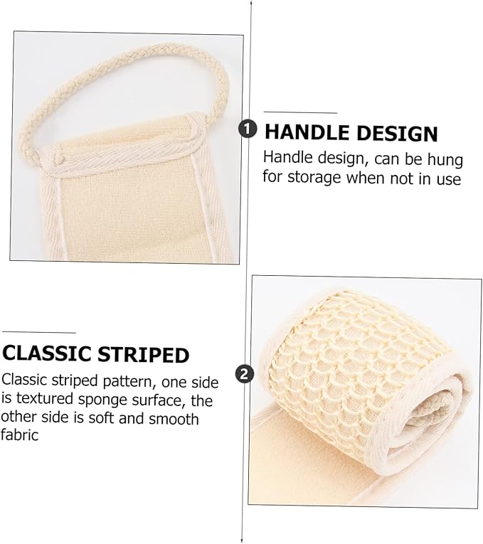 HAKIDZEL 2Pcs Exfoliating Bath Scrubber Shower Back Strap Spa Skin Cleaning Brush for Men Women for Reaching Hard to Access Areas for Smooth Skin