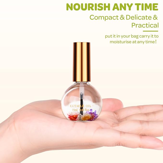Cuticle Oil, Jasmine Cuticle Nail Oil Infused with Real Flowers 15ml