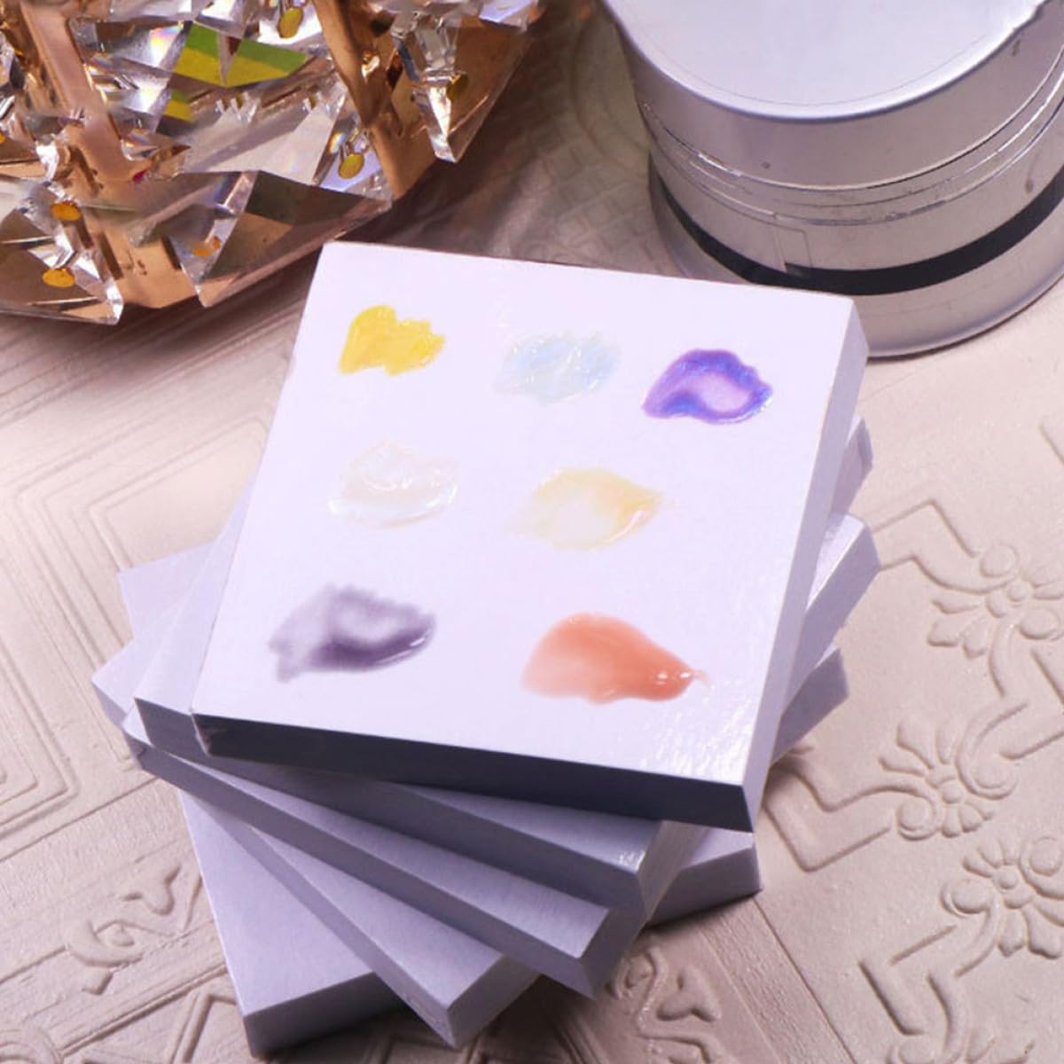 Beaupretty 100pcs Disposable Nail Art Palette Hand Makeup Mixing Palette Manicure Art Palette for Foundation Eyeshadow Cremes Powders