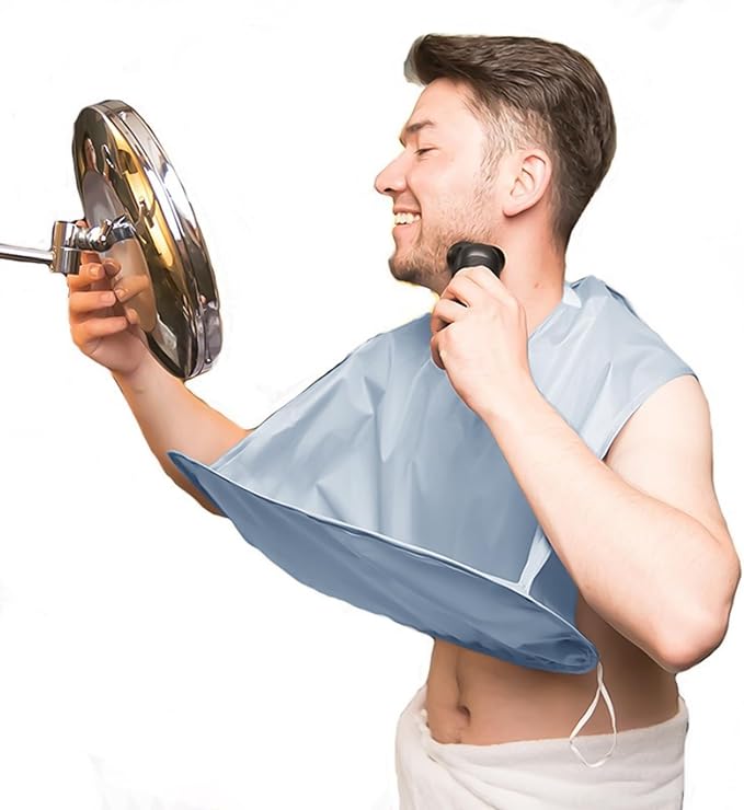Linkidea Beard Bib Apron, Non Stick Beard Shaving Apron for Sink, Mess-Free Beard Trimming Catcher, Foldable Beard Grooming Accessory, Gift for Men Husband Dad (Grey)