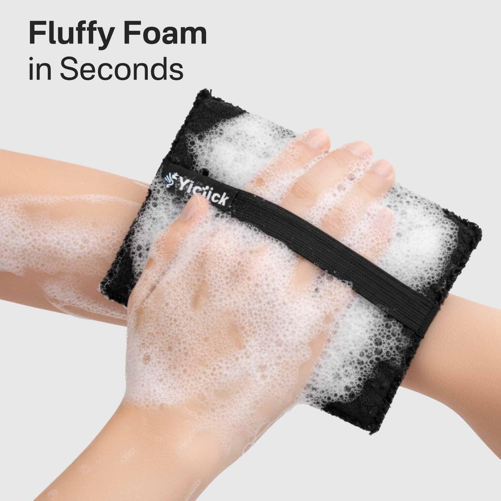 Yiclick Exfoliating Body Scrubber (2 Pack), Body Scrubber Exfoliator, Exfoliating Sponge for Shower Bath, Shower Loofah Luffa Lufa with Handle for Men Women, Dead Skin Exfoliator for Body Scrub