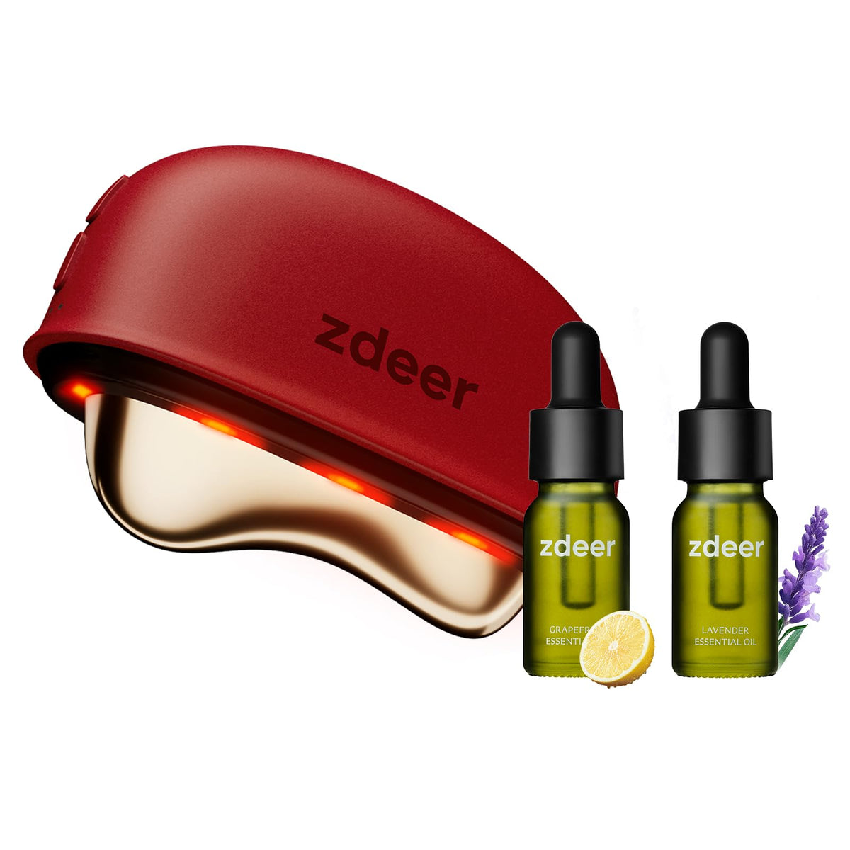 ZDEER GS5 Electric Heated Gua Sha Tool, Red Light Face Massager, Red