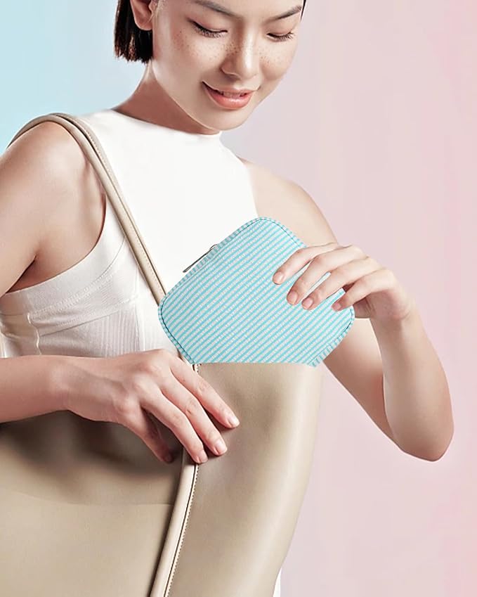 Small Makeup Bag, Mini Makeup Pouches for Purse Cute Cosmetics Bag Pouch with Slip-in Pockets Small Travel Toiletry Bag Makeup Storage Bag Lipstick Organizer Purse Essentials