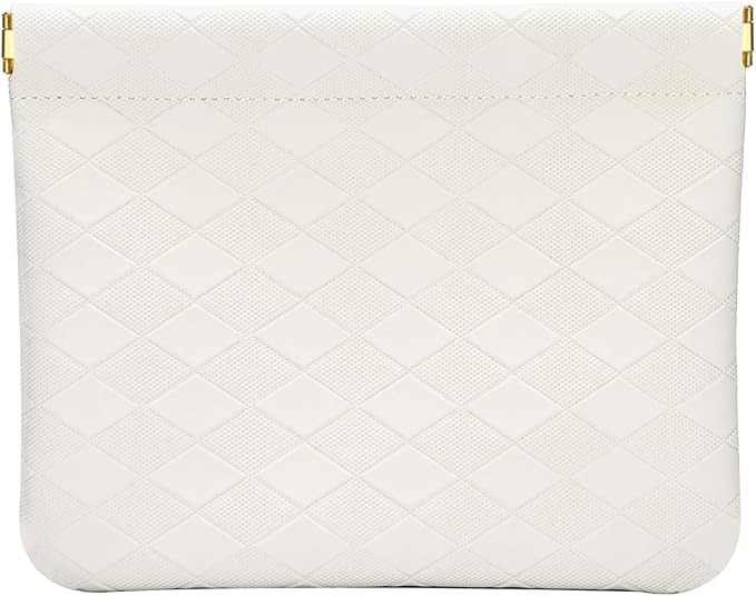 HIGH FIT Leather Pocket Cosmetic Bag for Purse,Coin Purse Lipstick Cosmetic Accessories Organizer, Travel Kit Storage Pouch,Waterproof Portable No Zipper Self-closing (White/lozenge)
