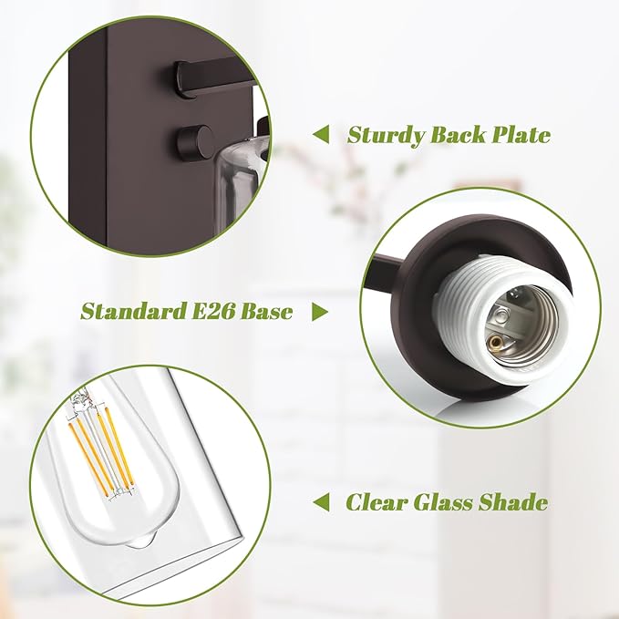 VerRon Set of 2 Wall Sconces for Bathroom, Oil Rubbed Bronze