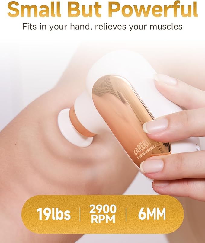 CAREKING Mini Massage Gun Travel Size, Powerful Small Massage Gun Deep Tissue for Pain Relief, Muscle Massager for Neck Shoulder Thigh Scalp Quiet Pocket Massager, FSA-HSA Eligible