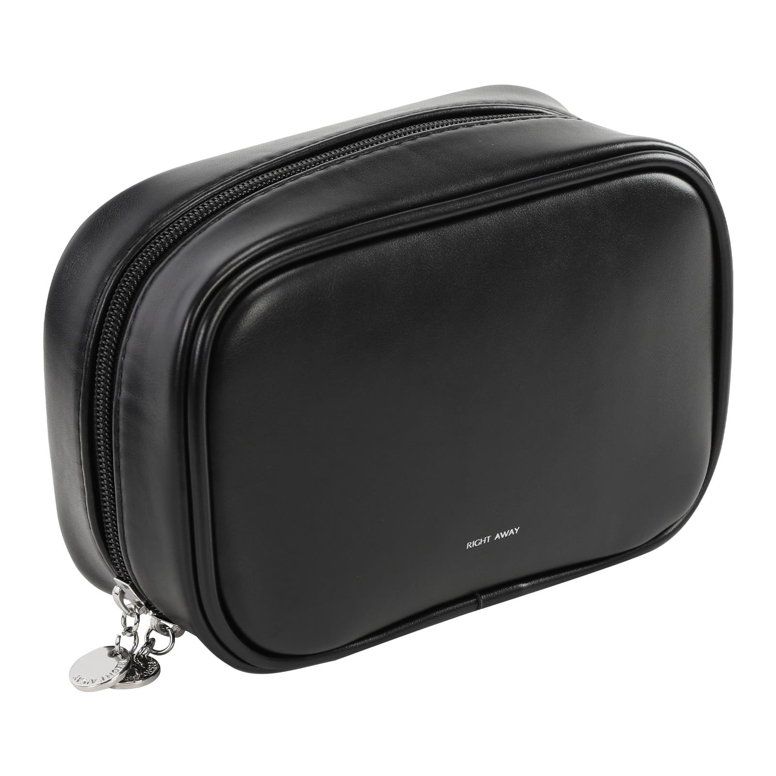 RIGHT AWAY Small Makeup Bag for Purse,Travel Cosmetic Bag Organizer for Women,Cute Make Up Pouch Waterproof Toiletry Bag with Zipper,Portable Makeup Case Skincare Bag for Travel Accessories(Black)
