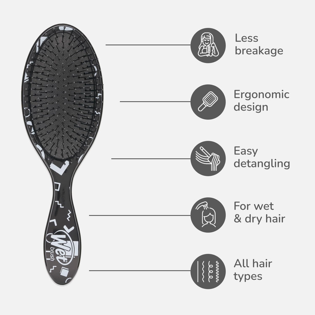Wet Brush Original Detangler Hair Brush, Hipster Sketch, Ultra-Soft IntelliFlex Bristles, Detangling Bristles Glide Through Tangles (Wet & Dry Hair), Women & Men