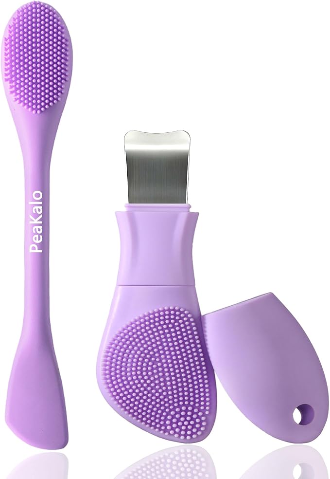 PeaKalo Silicone Face Scrubber Black Head Remover for Face- Appliances for Removing Make-up for Deep Cleansing Blackhead Remover Tools Face Spatula Makeup Removal Washing Brushes Pore Cleaner (Purple)