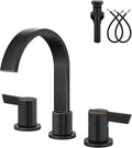 Aolemi Bathroom Faucets 3 Hole,8 Inch Widespread Waterfall Bathroom Sink Faucet,2 Handles Vanity Faucet with Pop-up Drain and Supply Hose,Oil Rubbed Bronze