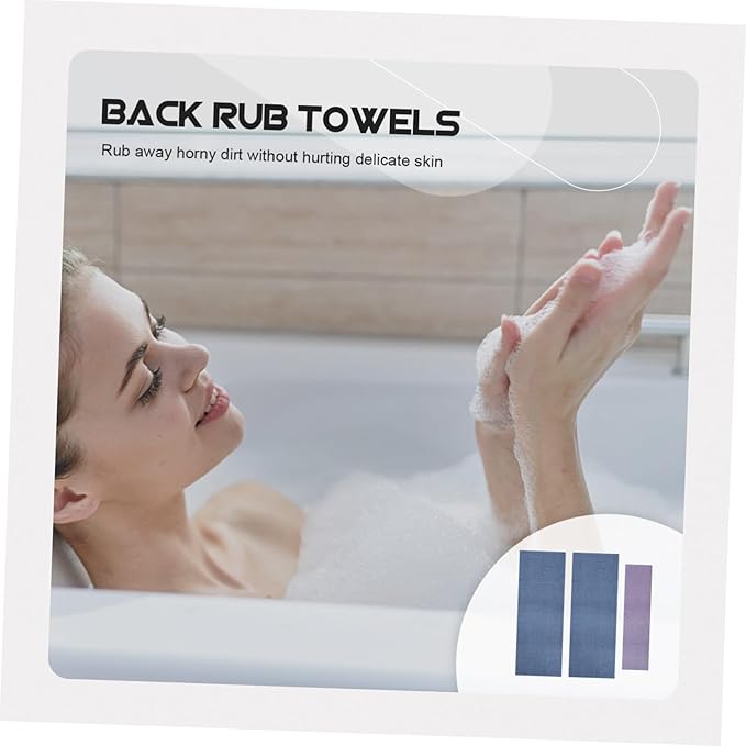 Ipetboom 9pcs Comfortable Back Pulling Bath Towels Long Straps Shower Towels Fuzzy Hand Exfoliating Wash Massage
