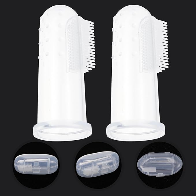 Cabilock 10 Sets Silicone Finger Toothbrushes for Pets Comfortable Gums Massager and Teeth Cleaner for Dogs and Cats Small Portable Dental Care Tool for Puppy Teeth Cleaning