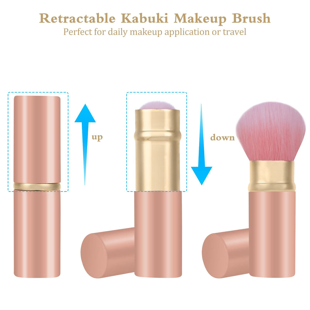 Retractable Kabuki Makeup Brush, Travel Face Blush Brush
