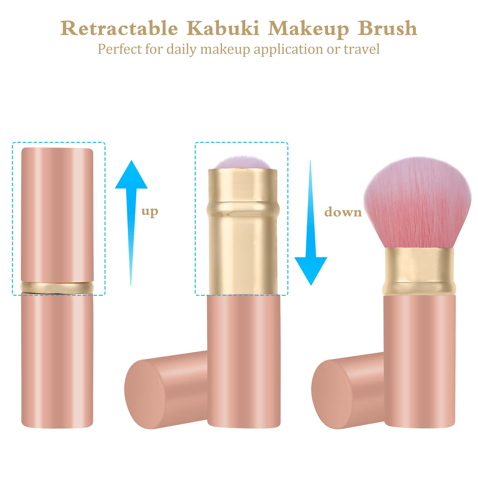 Retractable Kabuki Makeup Brush, Travel Face Blush Brush