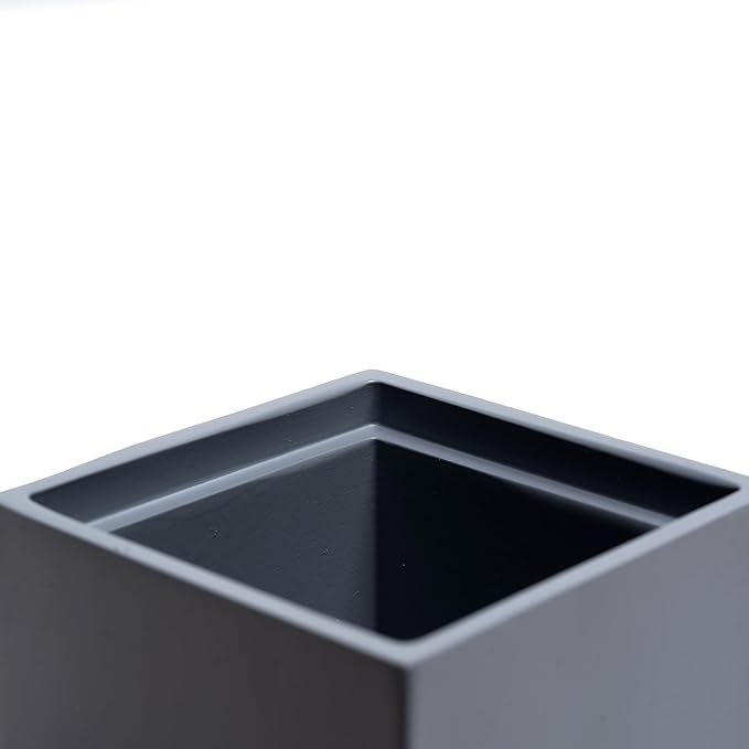 Joitsvia Cotton Swab Holder, Bathroom Resin Q Tips Holder with Lid Dispenser Storage Box Cosmetics Countertop Organizer Containers for Pads, Rounds - Matte Grey