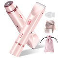 Bikini Trimmer for Women, 2-in-1 Dual Head Electric Razors for Women Pubic Hair, Waterproof Body Hair Trimmer and Face Shaver, Rechargeable Hair Removal for Bikini Legs Arm Sensitive Skin