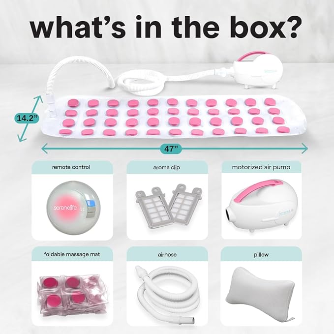 SereneLife Bubble Bath Mat - Portable Spa Bubble Bath Massager with Waterproof Bath Light & Pillow, Adjustable Bubble Intensity, Easy Button Control, Remote Control (Pink)