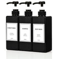Modern Shampoo and Conditioner Dispenser (21 oz, Pack of 3) Refillable Pump Bottle Set Empty Shower Plastic Bottles with Pump for Bathroom Body Wash Soap and Shower (Clear)