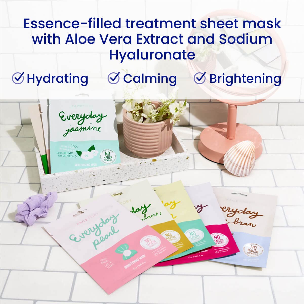 FACETORY K Beauty Face Mask Skin Care - EVERYDAY 8 COLLECTION Sheet Mask Set (24 pc) | Natural Premium Korean Face Mask For All Skin Types - No Sulfates No Parabens