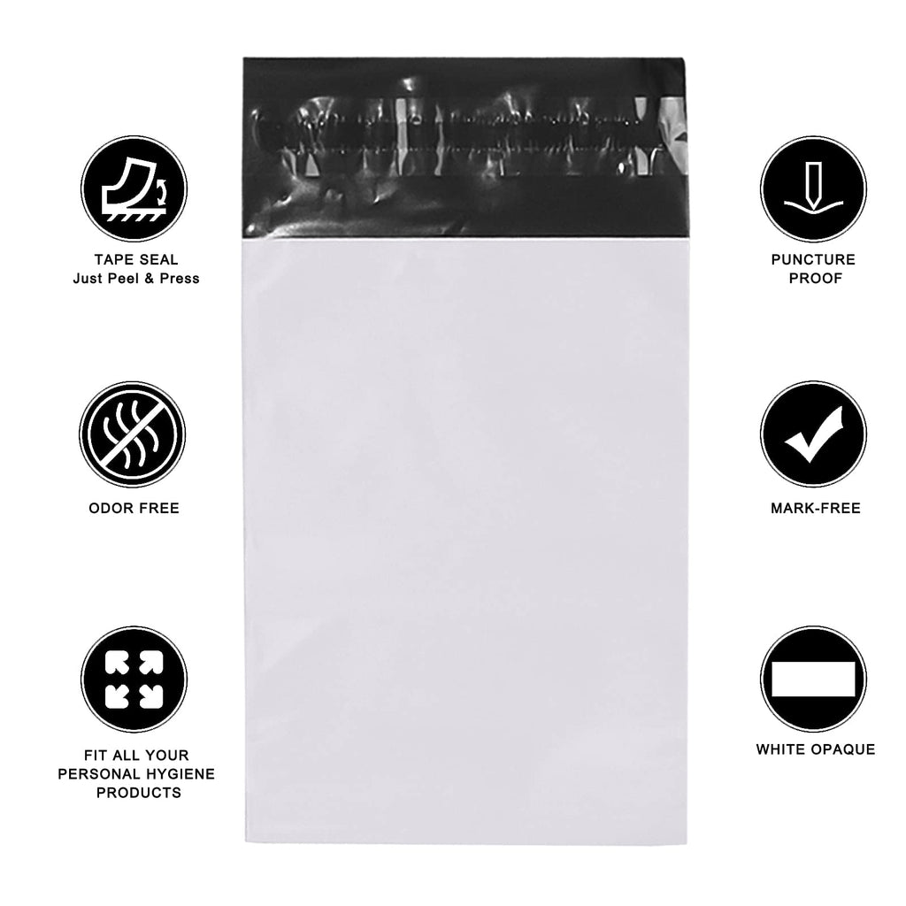 Feminine Personal Disposal Bags,5 * 8 inches Tampon Pack of 100 White Opaque Seal Discreet Disposal Bags for Tampons,Sanitary Pads,Sanitary Liners(with Black Storage Bag)