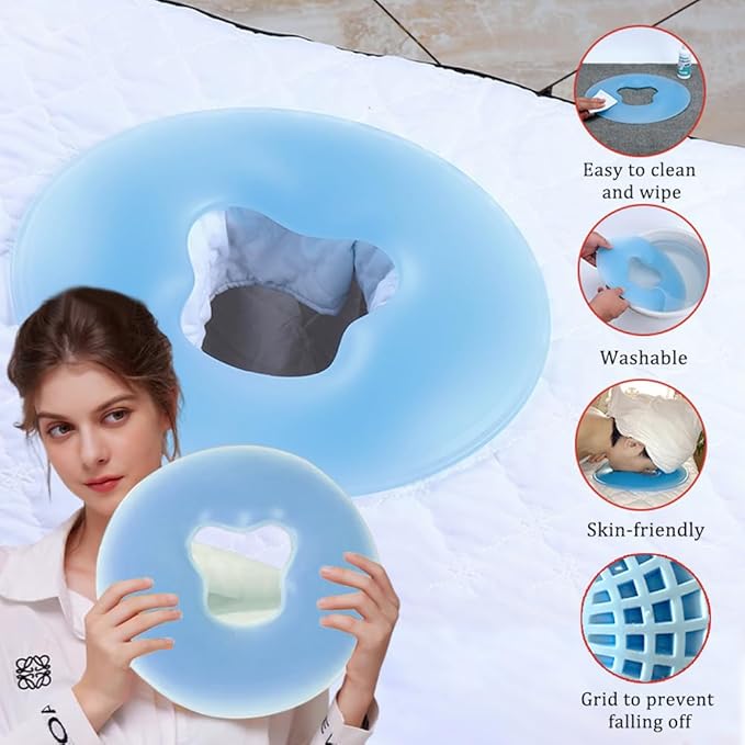 OULIGET Silicone Face Massage Pillow,SPA Beauty Face Relax Headrest,Salon Skin Care Soft Overlay Travel Head Support,Bule
