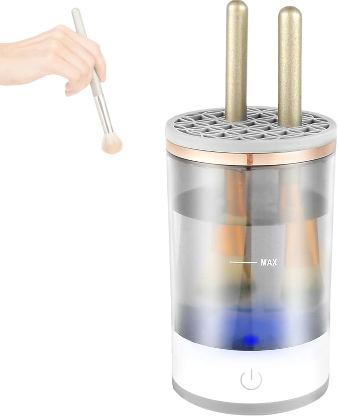 Abizarch Electric Makeup Brush Cleaner Portable Makeup Brush Cleaner Machine USB Powered Cosmetic Brush Cleaner Deep Cleaning Cosmetics Brushes Cleaning Tools for Makeup Brush 16x9x9cm(White)