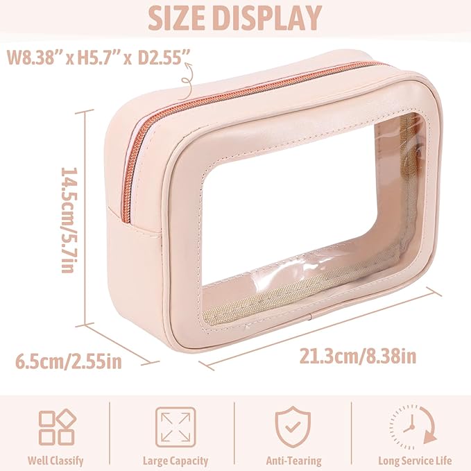 YOPCDJ 6PCS Clear Toiletry Bag,TSA Approved Travel Pouch with Zipper for Cosmetics and Toiletries，Diaper Bag Organizer Pouch Set, Purse Organizer and Clear Car Bag for Women and Kids