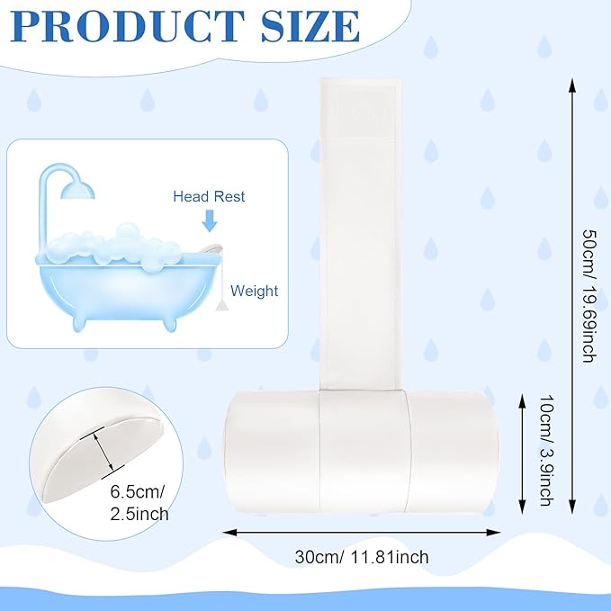 Pinkunn 2 Pcs Hot Tub Headrest Bathtub Headrest Pillow Waterproof Spa Head Pillows with Weighted Back for Bath Neck Head and Back Support Women Men(White)