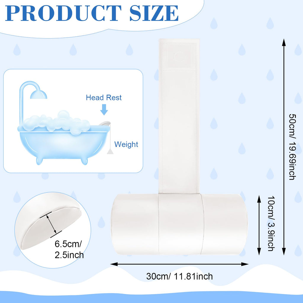 Pinkunn 2 Pcs Hot Tub Headrest Bathtub Headrest Pillow Waterproof Spa Head Pillows with Weighted Back for Bath Neck Head and Back Support Women Men(White)