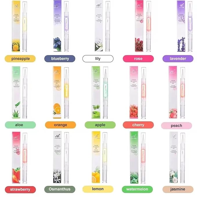 Yimart Set of 4pcs Rose Flavor Cuticle Revitalizer Oil Pen with Soft Brush,Nail Nutritional Cuticle Oil Pen For Anti-barb Finger Edge Nail Care Tool