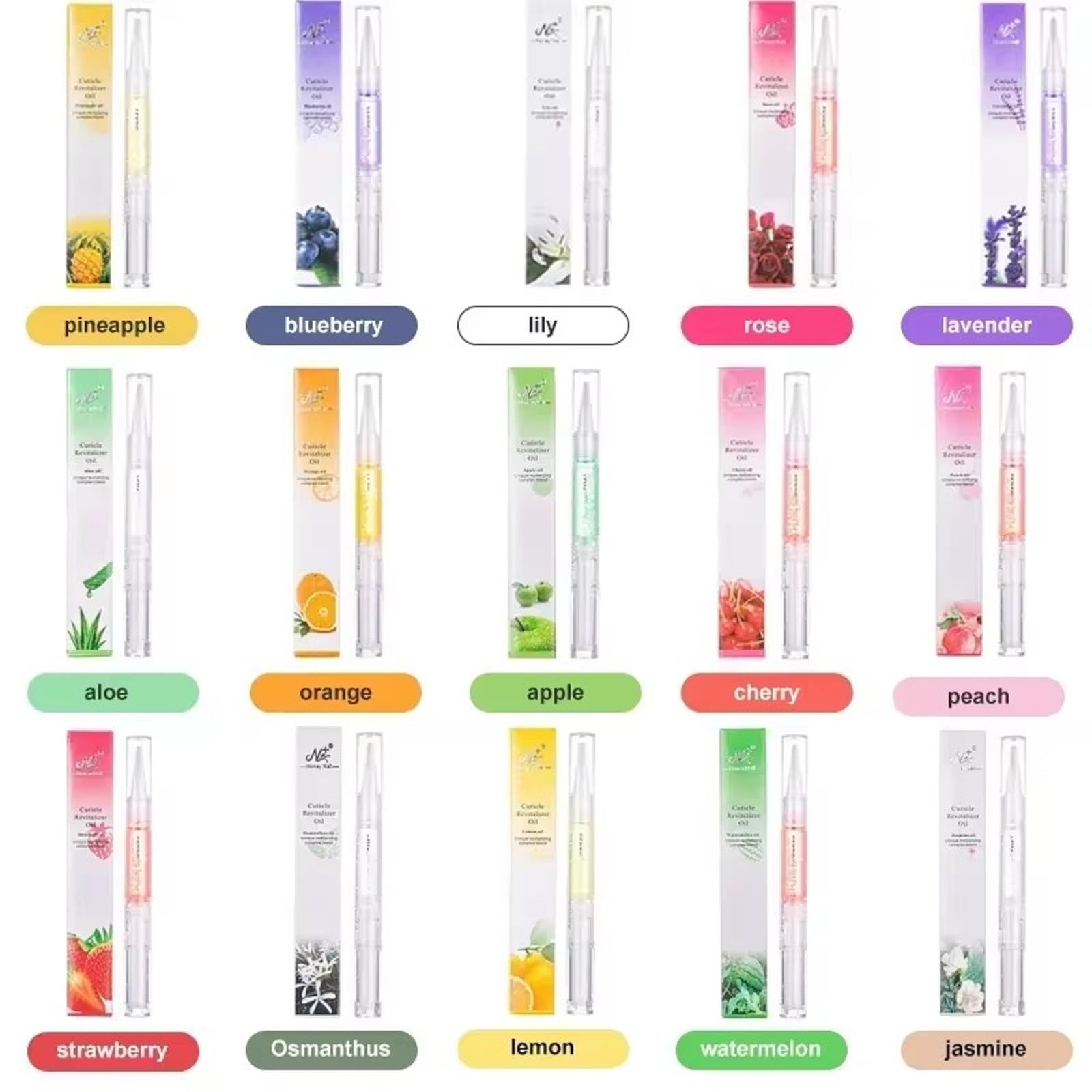 Yimart Set of 4pcs Blueberries Flavor Cuticle Revitalizer Oil Pen with Soft Brush,Nail Nutritional Cuticle Oil Pen For Anti-barb Finger Edge Nail Care Tool