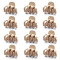 Cobahom 12 Pack Small Hair Claw Clips 1.2 Inch Matte No-Slip Mini Hair Clips for Thin Hair Styling Accessories for Women and Girls (Apricot)