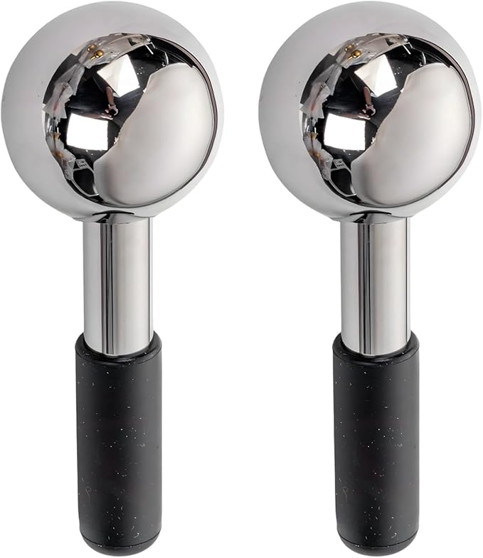 2 Pcs Face Ice Globes, Stainless Steel Cryo Sticks with Hot & Cold Therapy, 135 X 50 Mm, for Facial and Headache Relief