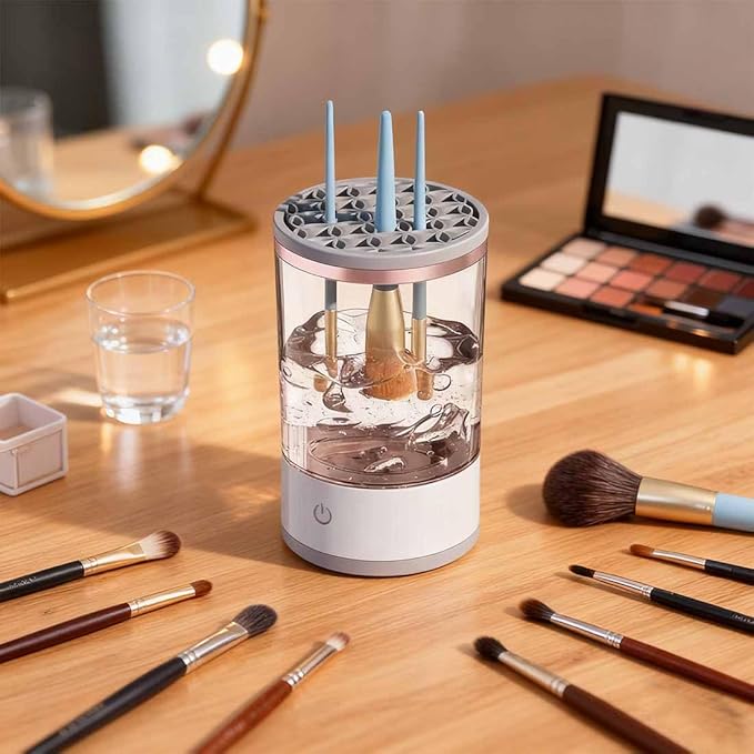 Cosmetic Brush Cleaner, 2026 New Electric Makeup Brush Cleaner Machine, Makeup Sponge Cleaner Machine with Dual Power Options for Deep Cleaning All Types of Makeup Brushes (White*2, Charging)