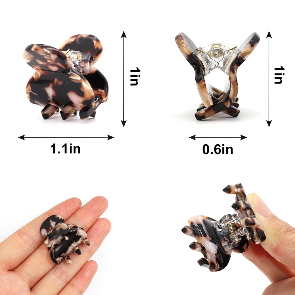 Cobahom Tortoise Shell and Leopard Acrylic Hair Clips for Women and Girls - 12 Pcs Mini Claws and Barrettes for Thin or Thick Hair