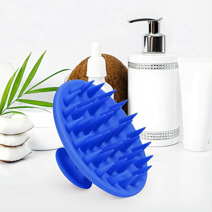 Meartchy Silicone Scalp Massager Shampoo Brush, Scalp Brush for Hair Growth & Dandruff Removal, Hair Scrubber Scalp Stimulator Exfoliator Brush with Soft Bristles for Wet Dry Scalp Care (Ocean Blue)