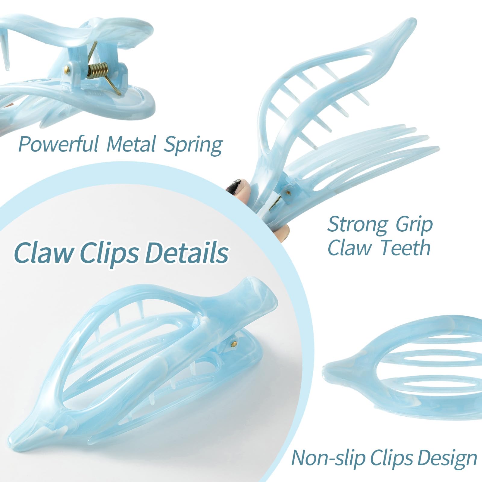6 Packs Flat Claw Clips for Women, French Concord Flat Hair Clip, Matte Hair Claws Clip for Thin Thick Hair, Lay Down Claws Clips, Durable Strong Hold Hair Clip (Colorful)