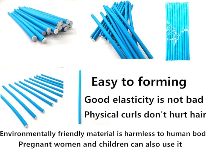Xianglangsuccess 10 Pieces Flexible Curling Rods, Soft Foam No Heat Hair Rollers, Curler for Women with Long and Short Hair (Blue, 0.31 x 9.4in)