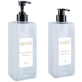 DEROANBOTT Shampoo and Conditioner Dispenser (Set of 2, 16.9oz) Modern Refillable Shampoo Pump Bottles for Shower Soap - Empty Body Wash Dispenser Set for Bathroom (Transparent)