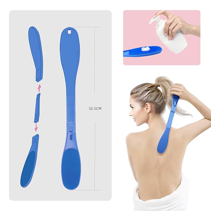 Foldable lotion applicator for back. Apply lotion to the back