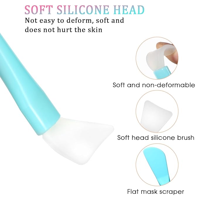 Face Mask Applicator, 4 PCS Silicone Face Mask Brush Reusable Double-Ended Facial Masks Brush Washable Facial Masks Spatula Beauty Tools for Apply Cream Lotion Mud Clay Gel Foundation