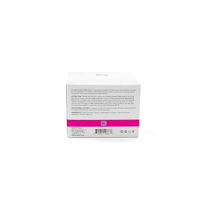 BIO JOUVANCE PARIS Gentle Face & Body Scrub 2 Oz (60ml) – Natural Jojoba Bead Exfoliating Scrub with Chamomile – For Face & Body – Smooths, Softens & Preps Skin for Better Absorption