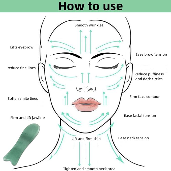 TOP SEWING Facial Gua Sha Tool for Chin Massage Tool Natural Jade Stone Gua Sha Board for Face SPA Acupuncture Therapy Trigger Point Treatment