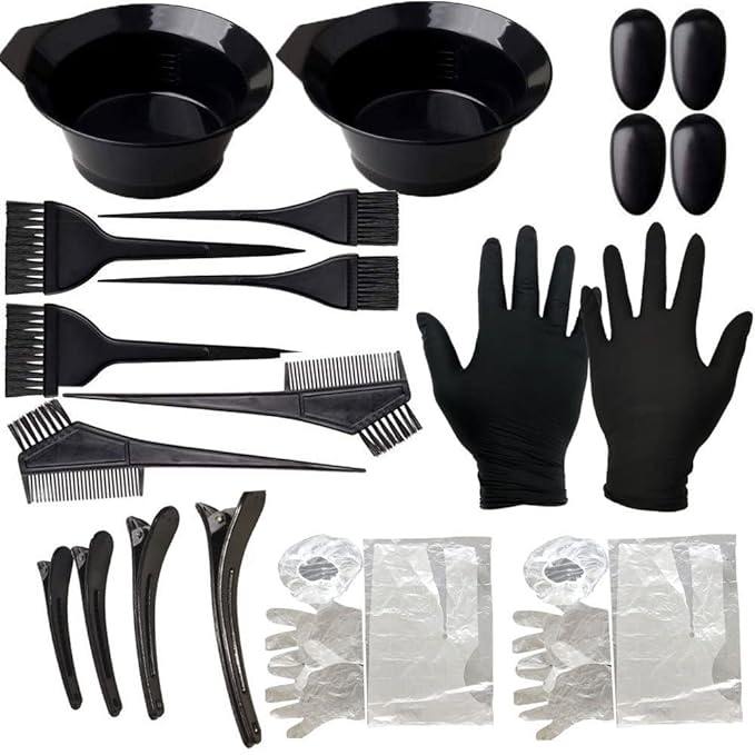 Silicone Highlight Caps for Color Hair 24 Pcs, Reusable Highlighting Caps with Hooks & Salon Hairdressing Dyeing Staining Tools Set for Women Men