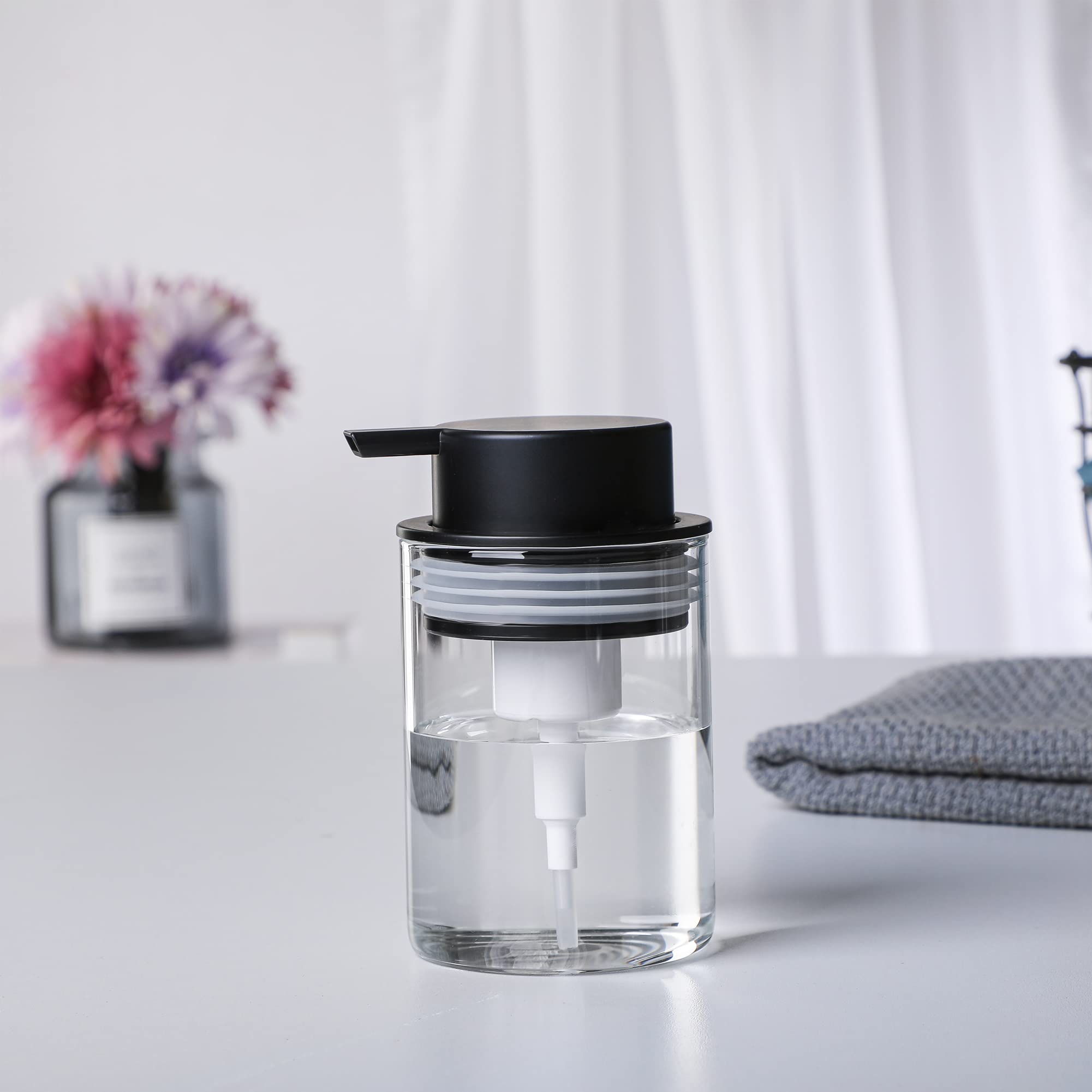 MKLZ Glass Foam Soap Dispenser, 10oz Hand Liquid Bottles with Plastic Pump