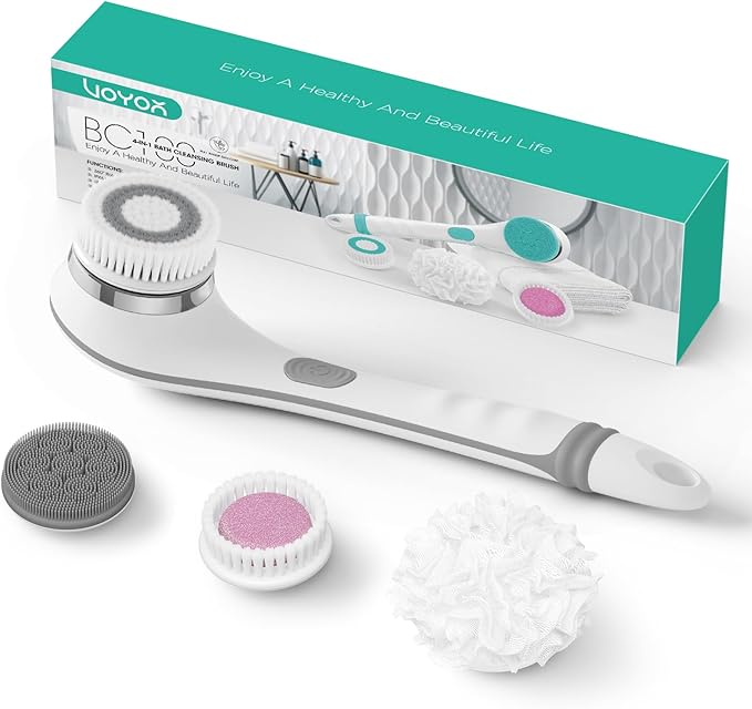 VOYOR Electric Silicone Body Scrubber, Back Brush for Shower Rechargeable