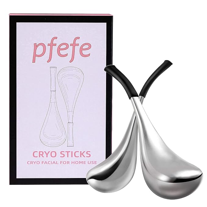 Pfefe Cryo Sticks and Ice Globes Set, Stainless Steel Face Beauty Cooling Freeze Massage Spa Globes with Storage Case