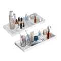 BBK Bathroom Vanity Tray 11.8 in- 2 Pack(Large) Silicone Bathroom Tray for Counter, Perfume Key Trinket Ring Tray, Decor Soap Dispenser Countertop Tray for Kitchen Sink Organization(Faux Marble Look)